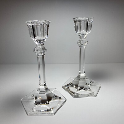 Vintage JR Riedel Crystal Candle Sticks 6'' Candlesticks Marked Pair