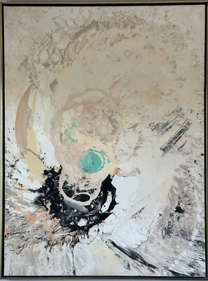 YVES CORBASSIERE ANTIQUE FRENCH MODERN ABSTRACT OIL PAINTING OLD VINTAGE 1966