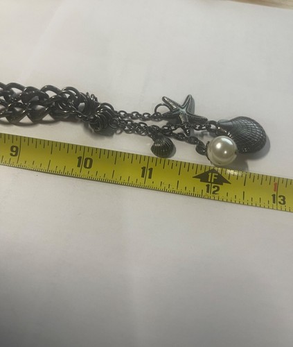 Venice Accessories Chain Link Necklace With Charms NWT Gunmetal Hardware - Picture 5 of 7
