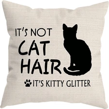 It’S Not Cat Hair It’S Kitty Glitter Throw Pillow Cover, Cat Lover Gifts for Wom