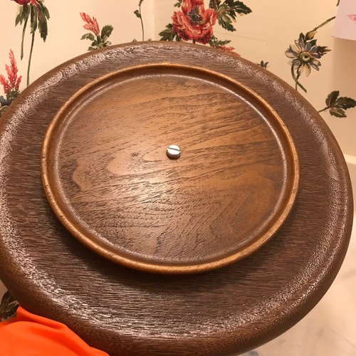 Vintage Resin Lazy Susan Brown With Copper Base And Handle 1970’s Size 13” EUC - Picture 4 of 9