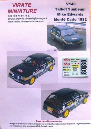 Modellini statici di auto da corsa Rally scala 1:43 Talbot