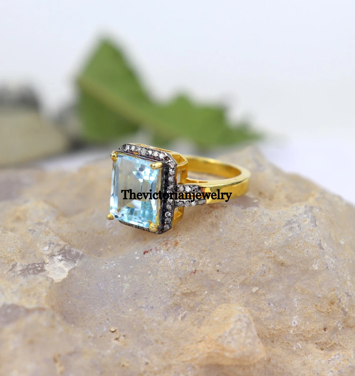 14k gold 2024 blue topaz ring