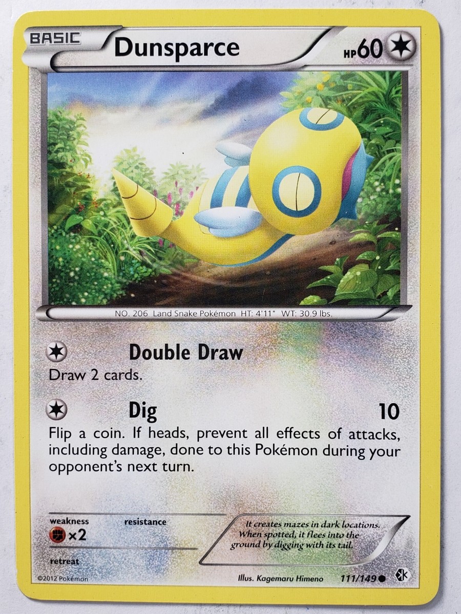 Dunsparce 111/149 LP / VLP - Boundaries Crossed Pokemon Card Kagemaru  Himeno Art