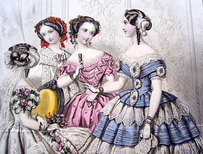 Five hand coloured engraved French fashion plates La Mode Paris