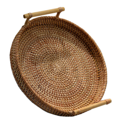 Bread Serving Basket Fruit Bread Tray Wooden Breakfast Tray Woven Fruit Basket