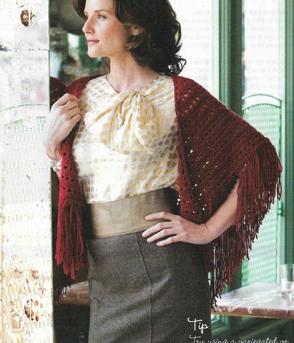 ELEGANT FRINGED SHAWL WRAP WOMEN'S CROCHET PATTERN INSTRUCTIONS 