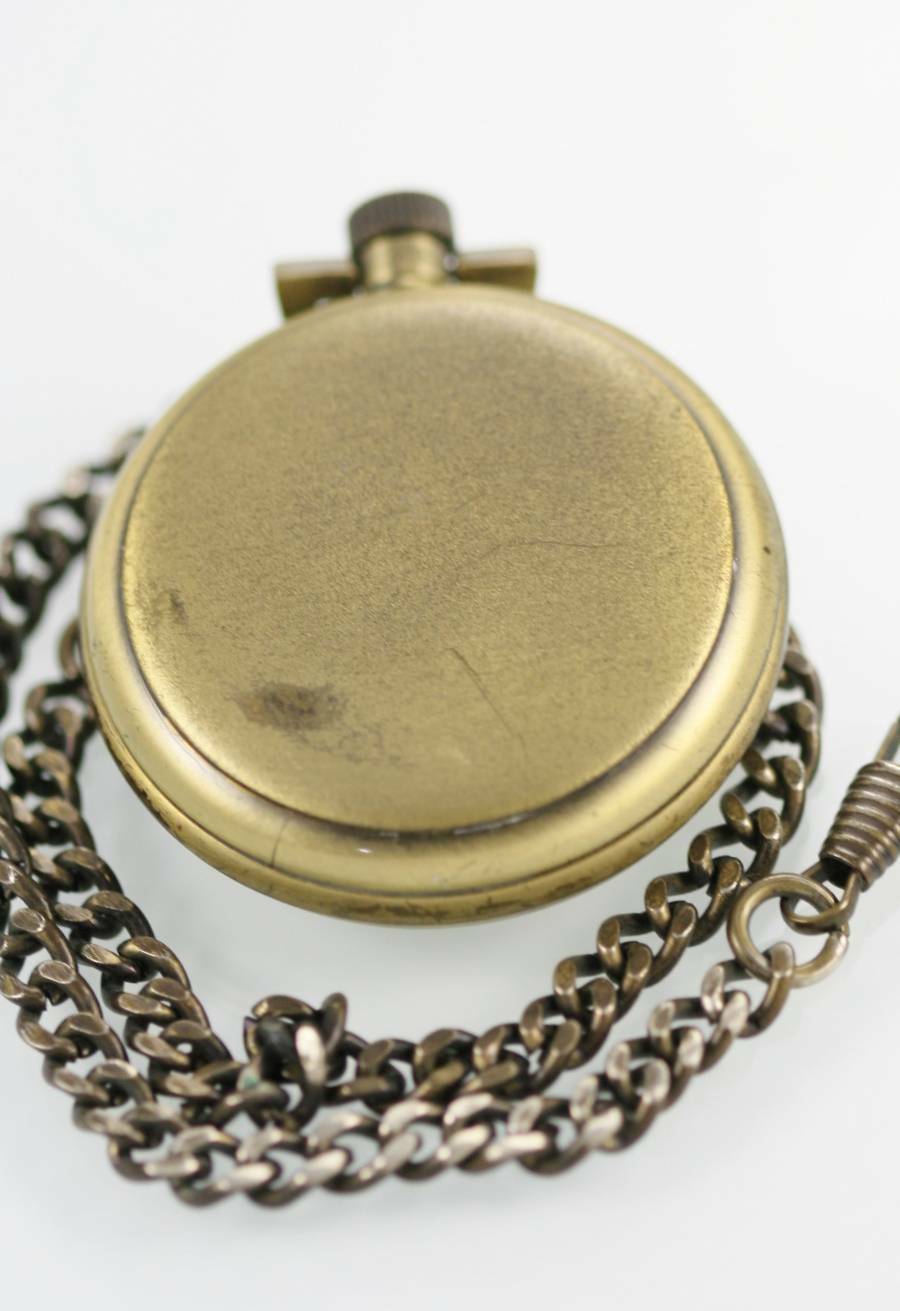 Majestron Pocket Watch Beige Mens Stainless Retro Gold 24hr Black