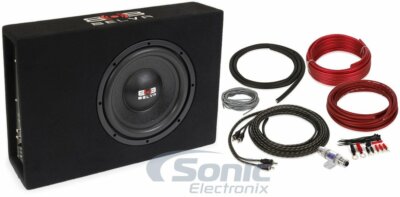 Belva BPKG10T 600W 10'' Shallow-Mount Angled Amplified Subwoofer w/ 8 AWG Amp Kit