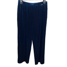 St. John Sport Size Small Blue Velour Straight Leg Sweat Style Pants Designer