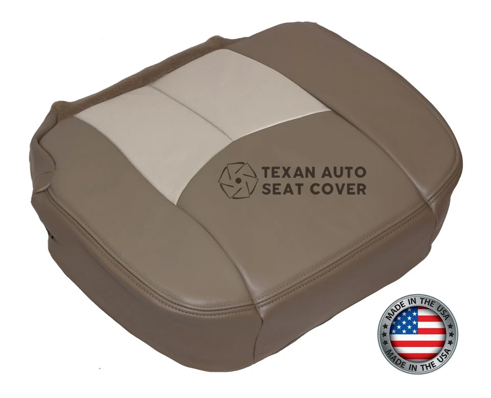 2004, 2005 GMC Yukon Xl 1500 Denali Driver Bottom Leather Seat Cover 2 Tone Tan - Image 3 of 4