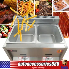 12L Commercial Propane Deep Fryer 2 Wells Countertop Gas Fryer Stainless Steel