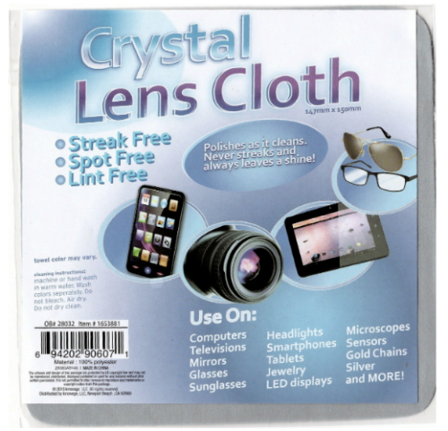10 PACK -Crystal Lens Washable Cloth ***BUY 10 pack and GET 1 FREE ***