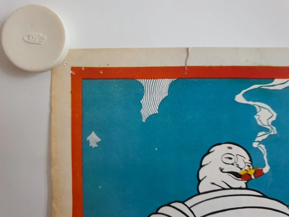 Affiche Publicité Pneus MИШЛEHЪ MICHELIN 1914 Réédition Années '70 RENE VINCENT - Photo 2/2