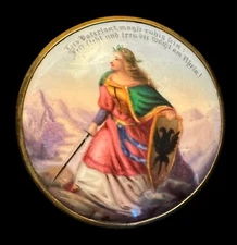Antique Hand Painted Porcelain German Patriotic Pin Pendant Early 20th C.