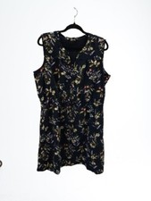 Nicole Miller Navy Floral Cottagecore Sleeveless Dress Pockets Women's Size XL 