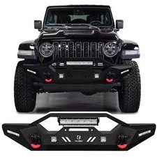 Vijay For 2007-2024 Jeep Wrangler Jkjljt Black Front Bumper Wwinch Plate