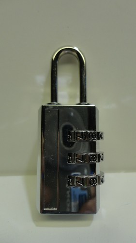 Prestolock Keyless 3 Digit Combination Steel Shackle Padlock Chrome *Free Shpng*