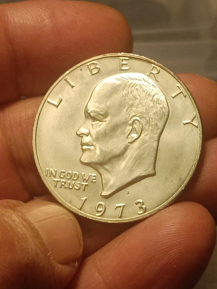 🇺🇸 1 Dollar Argento USA Eisenhower 1973 Dollaro Ottima Conservazione  - Immagine 3 di 4