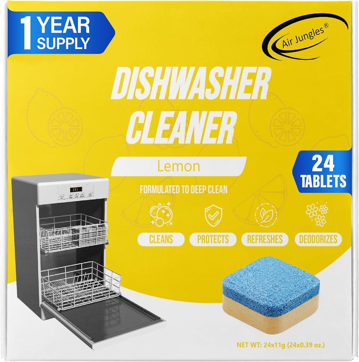 Dishwasher Cleaner Tablets 24 Count, Fragrance Free, Deep Cleaning Descaler Pods