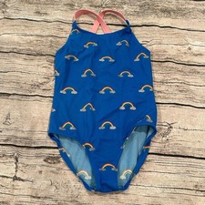 Mini Boden Crisscross Strap Swimsuit With Rainbow Print Size 8