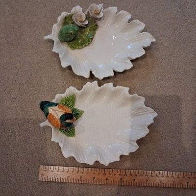 Italienische Keramik 3D Ente und Frosch/Blattform Teller Schmuck Geschirr