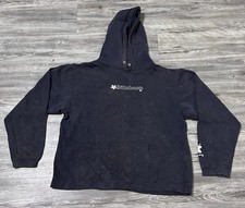 Y2K Billabong Spell Out Hoodie Size Large Solid Faded Navy Blue