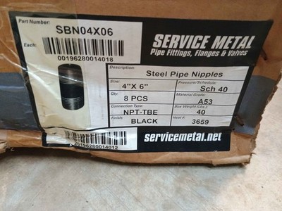 Lot of 8  4'' x 6'' SCH40 A53 Welded Galvanized Steel Pipe Nipple NPT-TBE
