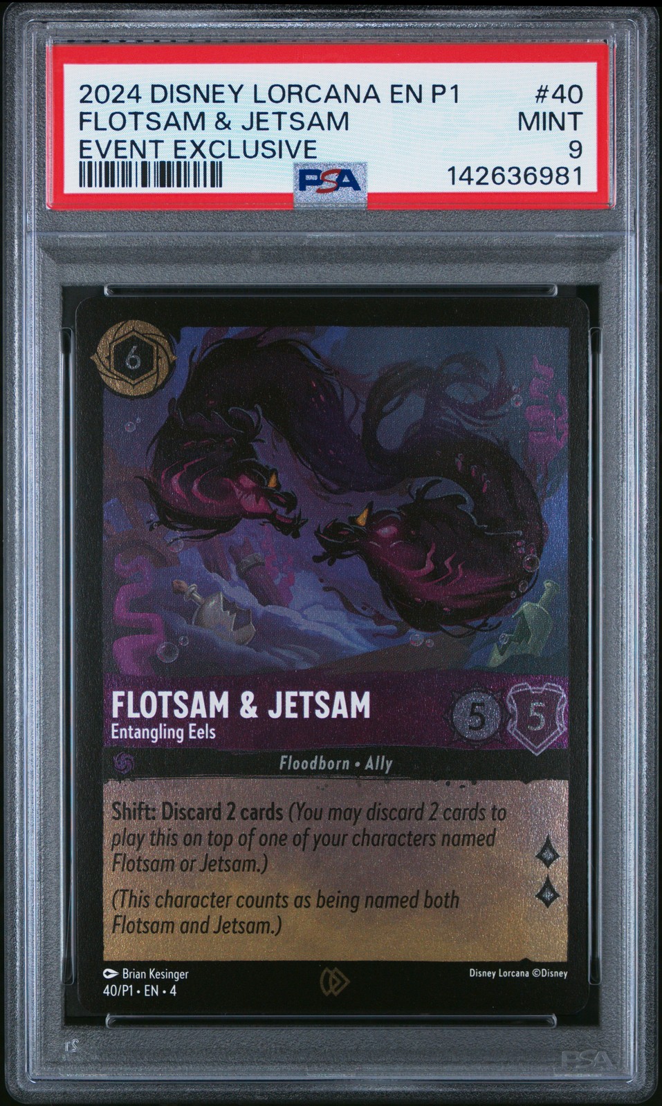 2024 DISNEY LORCANA EN P1-PROMO #40 FLOTSAM & JETSAM - ENTANGLING EELS PSA 9