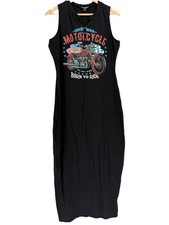 Fashion Nova Motorcycle Babe Graphic Maxi Dress Biker Grunge Rock Style Black 1X