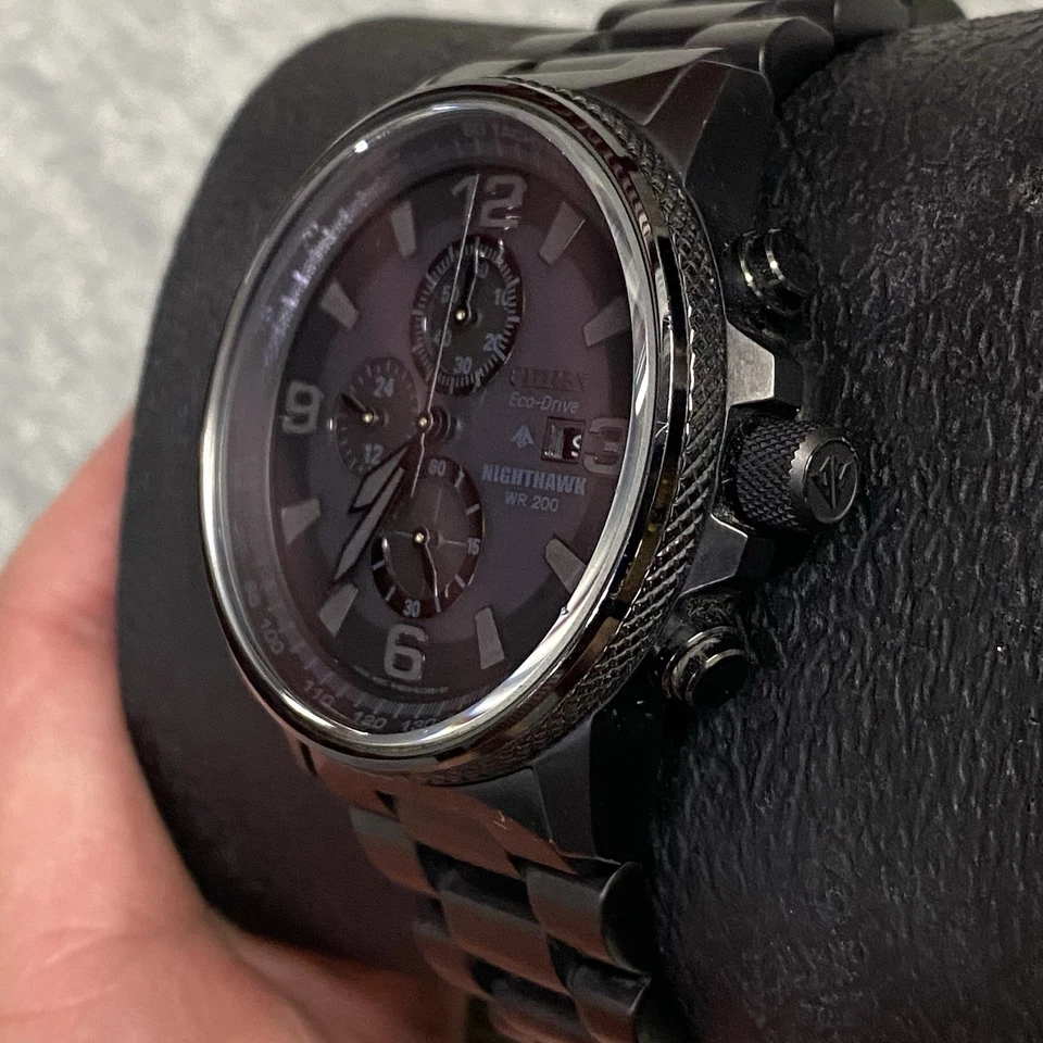 Reloj cronógrafo Citizen Eco-Drive Nighthawk Blackout de acero inoxidable para hombre Foto 4 de 4