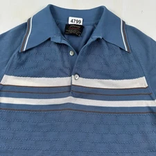 VTG 60s JCPenny Coleseta Polo Shirt Men  Fits Xsmall XS Tag S Blue Striped