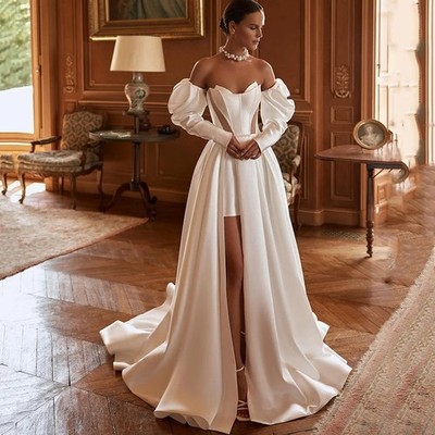 Customize Eightree A-Line Wedding Dress Sweetheart Elegant High Split Bride Gown