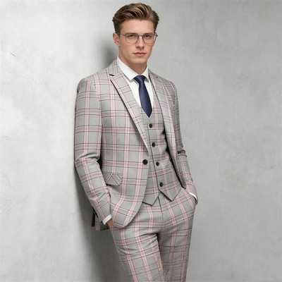 pink dress grey suit Light Grey Prestige Wedding Suit (light weight and slim fit) – Regency Groom main image 1