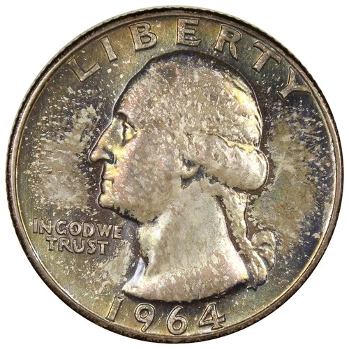 1964 Washington Quarter BU/UNC Toned Brilliantly Uncirculated Coin A2573