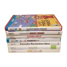 7 Wii/Wii U Replacement Game Cases & Manuals(No Manual For Mario Maker) NO GAMES