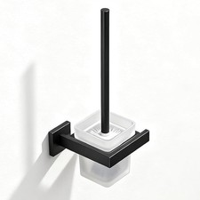 Matte Black Toilet Brush and Holder Set, Wall Mounted Toilet Bowl Brush with
