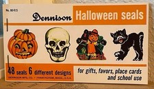 Vintage Full Set Dennison Halloween Seals Lick Em Stickers