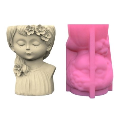 DIY Concrete Mold Cute Girl Flower Mold DIY Concrete Planters Molds for Pencil