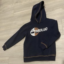 Timberland Kids Hoodie Sweatshirt Navy Pullover Size 7 Long Sleeve Logo Cotton