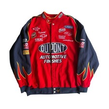 Vintage 90s Jeff Gordon Dupont Nascar Jacket Flames Sleeves Chase Authentics XXL