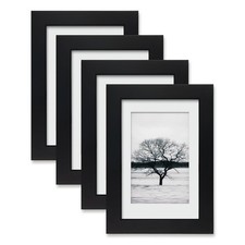 Egofine 6x4 Black Wooden Photo Frames Set of 4 for Tabletop & Wall