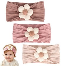 MIUXUESO 3 Pcs Baby Flower Headbands Baby Girls Nylon Headband Soft Hairbands Ha