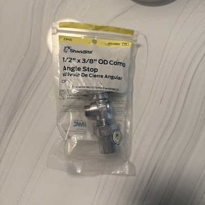 SHARKBITE 1/2'' X 3/8'' OD COMPRESSION SHUT ANGLE STOP - CPVC - 1642653 - GLUE ON