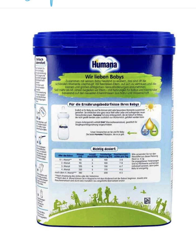 4 Confezioni Di Latte Hunana 1 Da 750 g Con Etichetta Tedesca - Image 2 of 4