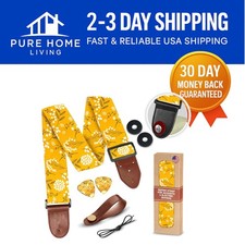 Adjustable 37-64" Guitar Strap - Floral Design with Picks  Strap Locks Included
