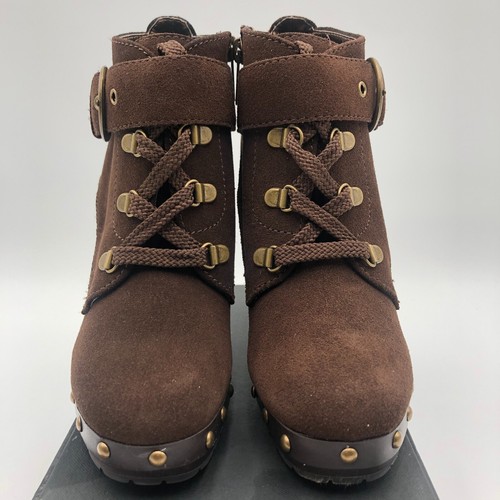 Colin Stuart heeled Booties Women's Size 8 Brown Suede Adjustable buckle - Picture 4 of 10