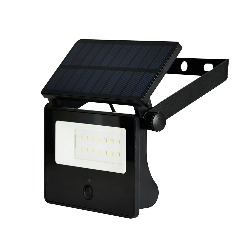 Litecraft Solar Power 2.8W Outdoor LED Wall Light With PIR Motion Sensor - Black