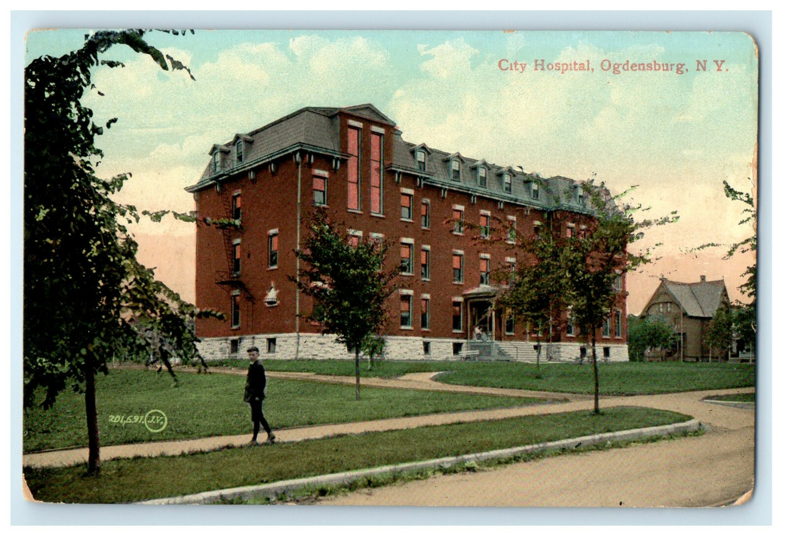 1908 View of City Hospital, Ogdensburg, New York NY Antique Unposted