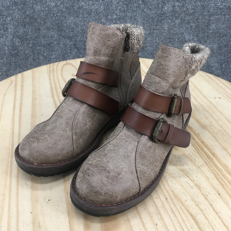 Blowfish Malibu Boots Womens 7 Correct Ankle Booties Taupe Round Toe Buckle - Image 3 of 4